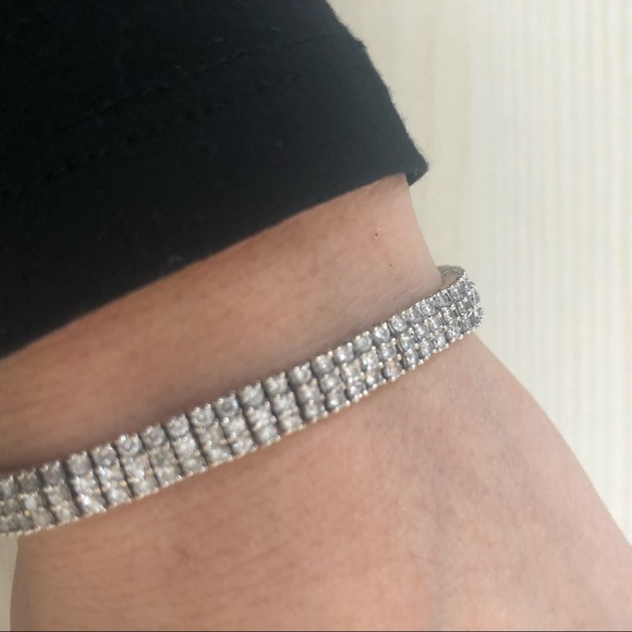 Triple Row Diamond Tennis Bracelet - Picture 3 of 4